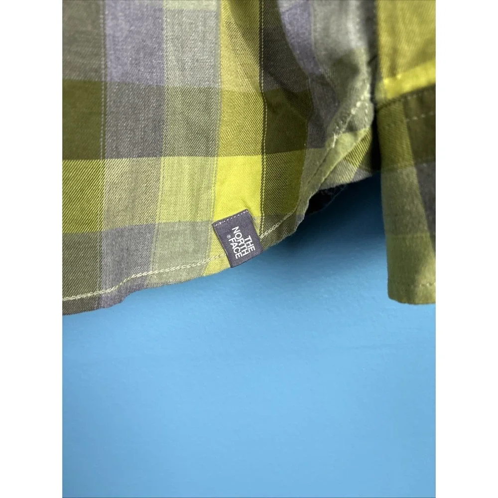 The North Face Mens XL Flannel Shirt Green Plaid Long Sleeve Button Down Gorp